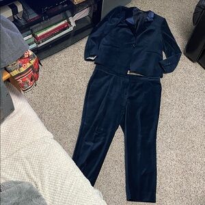 Sumissura velvet satin Navy Women's tuxedo style Pantsuit